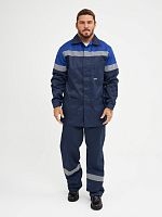 Костюм "Глобал-106-14": куртка, брюки (тёмно-синий с васильковым и СОП), ткань смесовая