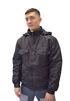 Куртка "Глобал-200-42" демисезонная (черная с СОК), тк. 100% п/э, укороченная