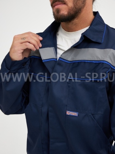 Костюм "Глобал-105-09": куртка, полукомбинезон (темно-синий с васильковым и СОП) тк. смесовая фото 7