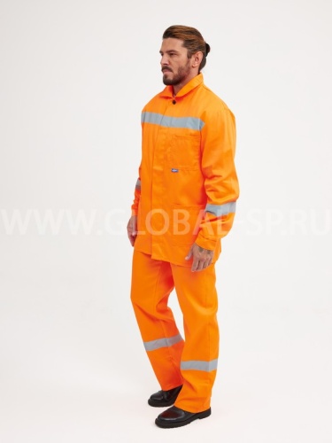 Костюм "Глобал-105-08": куртка полукомбинезон (оранжевый и СОП) тк. смесовая фото 3