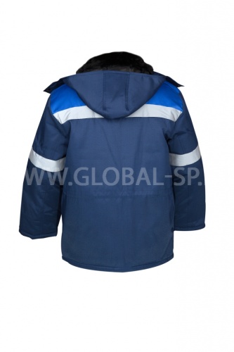 Куртка "Глобал-200-10" утепленная (темно-синий с васильковым и СОП) тк. смесовая фото 3