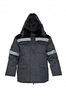 Куртка "Глобал-200-14" утепленная (темно-серый с черным и СОП) тк. смесовая