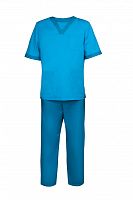 Костюм "Глобал-106-13" мужской: блуза, брюки, колпак (светло-синий с бирюзовым) тк.смесовая