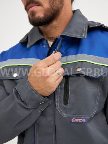 Костюм "Глобал-106-49": куртка, полукомбинезон (серый с васильковым и СОП) тк. смесовая фото 8