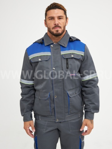 Костюм "Глобал-106-49": куртка, полукомбинезон (серый с васильковым и СОП) тк. смесовая фото 6