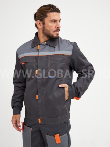 Костюм "Глобал 105-33": куртка, полукомбинезон (тёмно-серый с серым), тк. смесовая фото 6