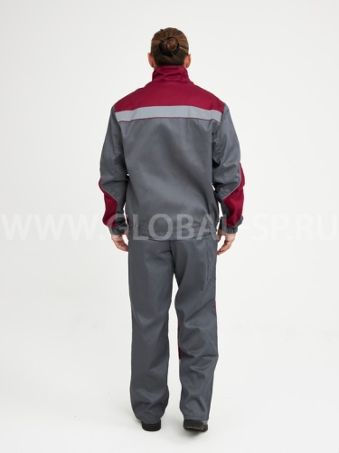 Костюм "Глобал-105-03": куртка, полукомбинезон (серый с бордо и СОП), тк.смесовая фото 4