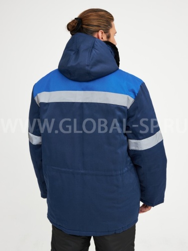 Куртка "Глобал-200-10" утепленная (темно-синий с васильковым и СОП) тк. смесовая фото 4