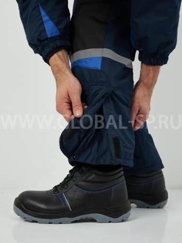 Костюм "Глобал-206-05": куртка с отстегивающим утеплителем, брюки (синий с васильковым), тк.100% п/э фото 14
