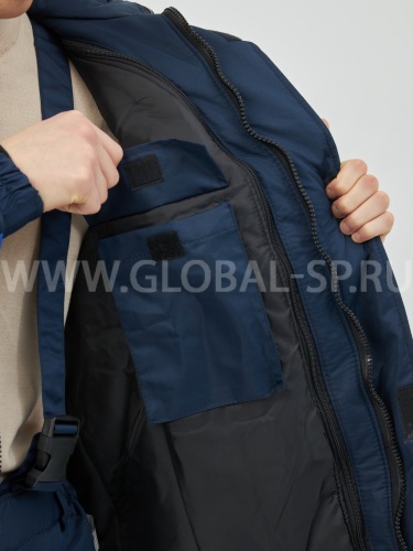 Костюм "Глобал-206-05": куртка с отстегивающим утеплителем, брюки (синий с васильковым), тк.100% п/э фото 8