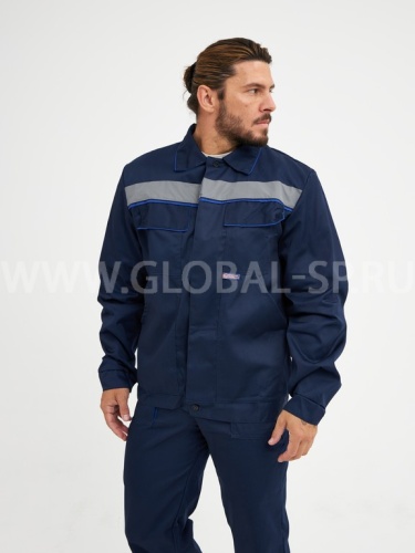 Костюм "Глобал-105-09": куртка, полукомбинезон (темно-синий с васильковым и СОП) тк. смесовая фото 5
