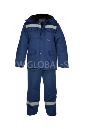 Костюм утеплённый "Глобал-205-09": куртка, п/к (тёмно-синий  и СОП) тк.смесовая  фото 4