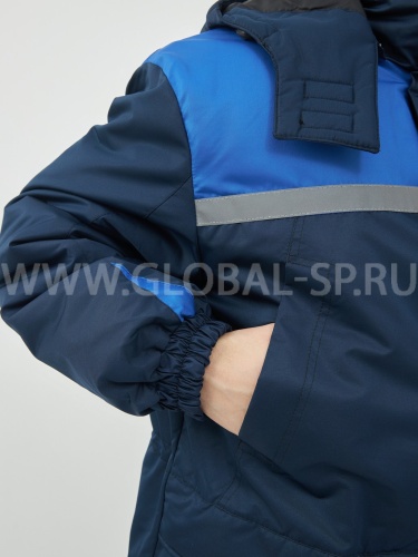 Костюм "Глобал-206-05": куртка с отстегивающим утеплителем, брюки (синий с васильковым), тк.100% п/э фото 11