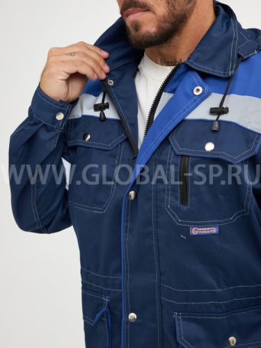 Костюм "Глобал-105-16": куртка, полукомбинезон (темно-синий с васильковым и СОП) тк. смесовая фото 7