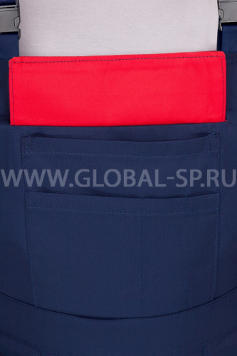 Костюм "Глобал-105-13": куртка, полукомбинезон (синий с красным кантом и СОП25мм) тк. смесовая фото 4