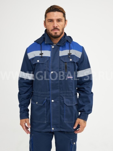 Костюм "Глобал-105-16": куртка, полукомбинезон (темно-синий с васильковым и СОП) тк. смесовая фото 5