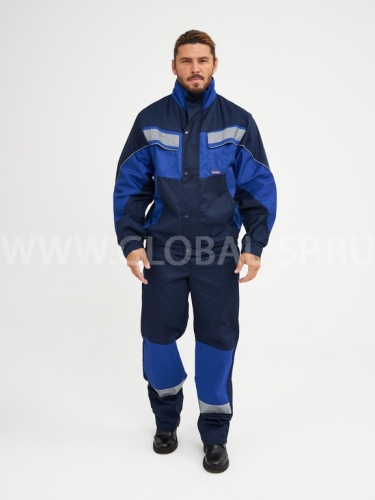 Костюм "Глобал-106-38": куртка, брюки (синий с васильковым и СОП), тк. смесовая фото 2