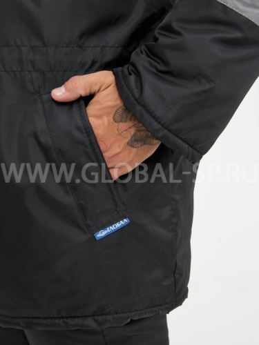 Куртка "Глобал-200-02" утепл.демисез.(черный с васильковым и СОП) тк. оксфорд фото 6