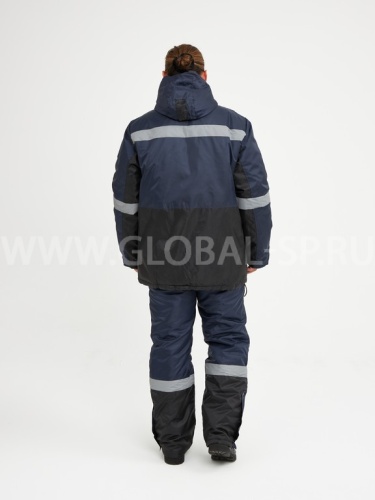 Костюм "Глобал-205-07": куртка, полукомбинезон, утепленный (темно-синий с чёрным и СОП), тк.Оксфорд фото 5