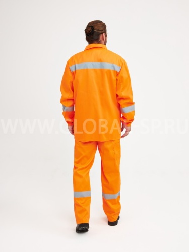Костюм "Глобал-105-08": куртка полукомбинезон (оранжевый и СОП) тк. смесовая фото 4
