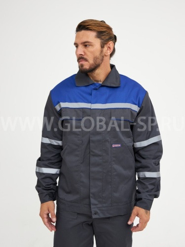 Костюм "Глобал-105-32": куртка, полукомбинезон (темно-серый с васильковым и СОП-25) тк. смесовая фото 5