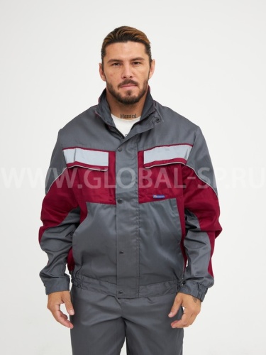 Костюм "Глобал-105-03": куртка, полукомбинезон (серый с бордо и СОП), тк.смесовая фото 5