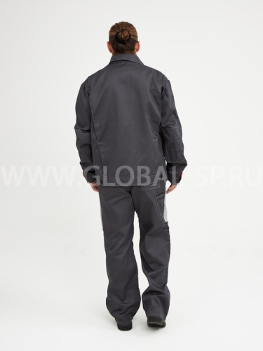 Костюм "Глобал-105-17": куртка, полукомбинезон (тёмно-серый с серым), тк. смесовая фото 4