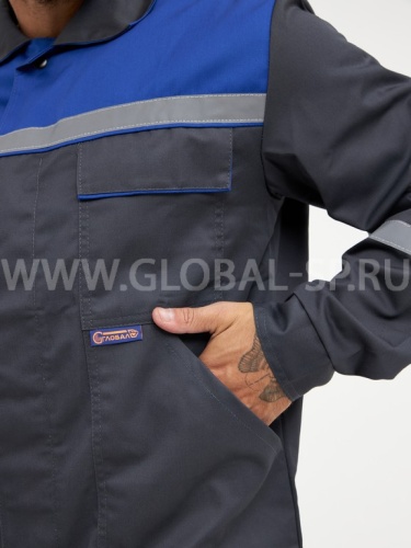 Костюм "Глобал-105-32": куртка, полукомбинезон (темно-серый с васильковым и СОП-25) тк. смесовая фото 6