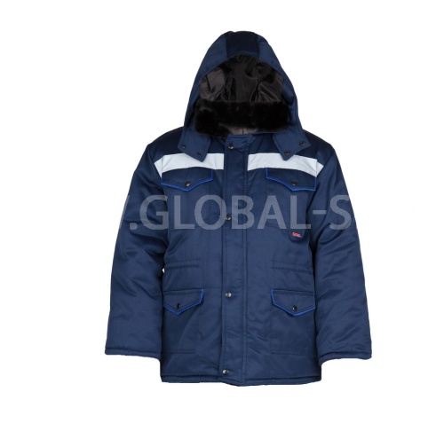 Куртка зимняя "Глобал-200-11"  (синяя с васильковым и СОП 50мм), тк.смесовая фото 2