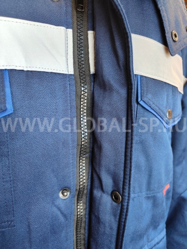 Куртка зимняя "Глобал-200-11"  (синяя с васильковым и СОП 50мм), тк.смесовая фото 5