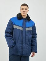 Куртка "Глобал-200-15" утепл. (темно синий с васильковым и СОП) тк. смесовая