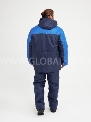 Костюм "Глобал-205-01": куртка, п/к, утепл. (тёмно-синий с васильковым) тк. оксфорд фото 4