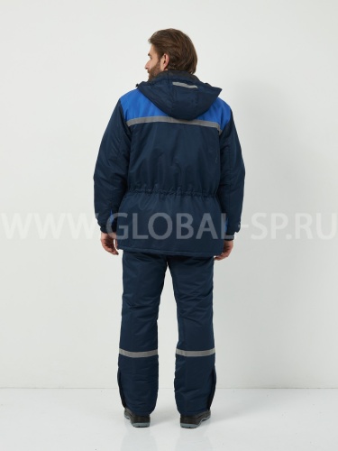 Костюм "Глобал-206-05": куртка с отстегивающим утеплителем, брюки (синий с васильковым), тк.100% п/э фото 4