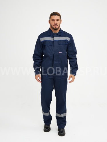Костюм "Глобал-105-09": куртка, полукомбинезон (темно-синий с васильковым и СОП) тк. смесовая фото 2