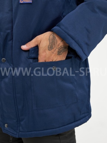 Куртка "Глобал-200-10" утепленная (темно-синий с васильковым и СОП) тк. смесовая фото 7