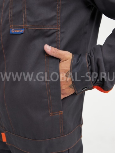 Костюм "Глобал 105-33": куртка, полукомбинезон (тёмно-серый с серым), тк. смесовая фото 4