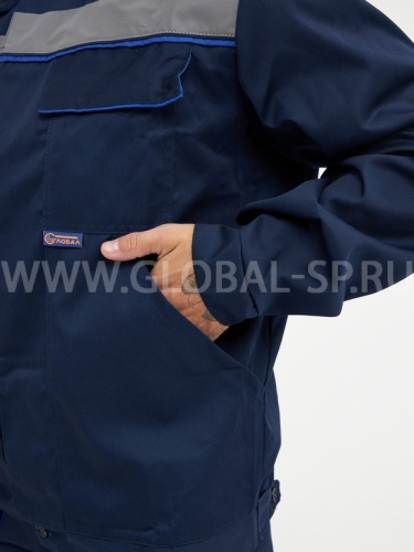 Костюм "Глобал-105-09": куртка, полукомбинезон (темно-синий с васильковым и СОП) тк. смесовая фото 6