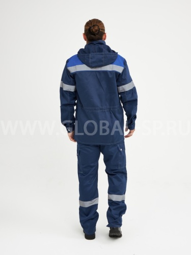 Костюм "Глобал-105-16": куртка, полукомбинезон (темно-синий с васильковым и СОП) тк. смесовая фото 4
