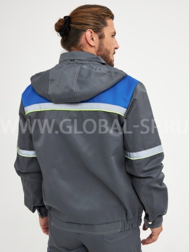 Костюм "Глобал-106-49": куртка, полукомбинезон (серый с васильковым и СОП) тк. смесовая фото 5