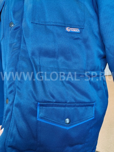 Куртка зимняя "Глобал-200-11"  (синяя с васильковым и СОП 50мм), тк.смесовая фото 6