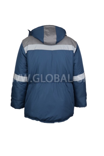 Куртка "Глобал-200-13" утепленная (темно-синий со светло-серым и СОП) тк. Dewspo фото 3