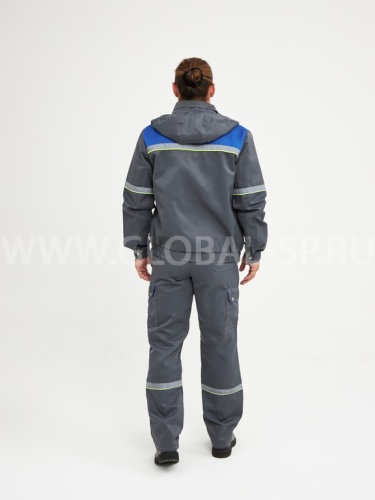 Костюм "Глобал-106-49": куртка, полукомбинезон (серый с васильковым и СОП) тк. смесовая фото 4