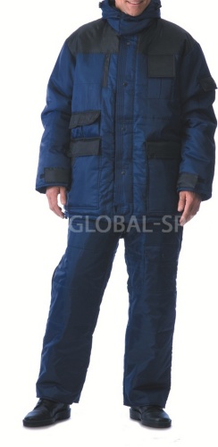 Костюм "Глобал-205-02" утепленный: куртка, полукомбинезон (тёмно-синий с чёрным), тк.100% п/э фото 2