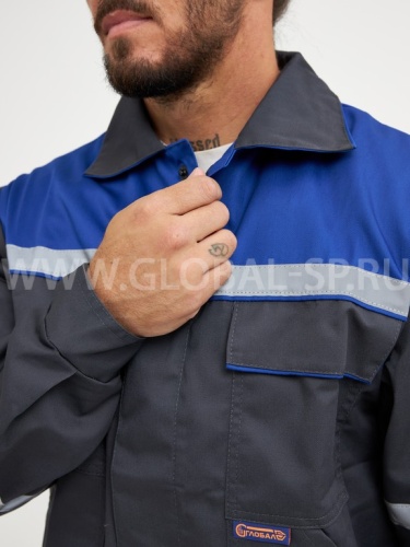Костюм "Глобал-105-32": куртка, полукомбинезон (темно-серый с васильковым и СОП-25) тк. смесовая фото 7