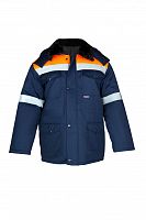 Куртка "Глобал-200-12" утепленная (темно-синий с оранжевым и СОП) тк. смесовая