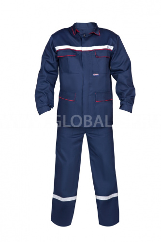 Костюм "Глобал-105-13": куртка, полукомбинезон (синий с красным кантом и СОП25мм) тк. смесовая