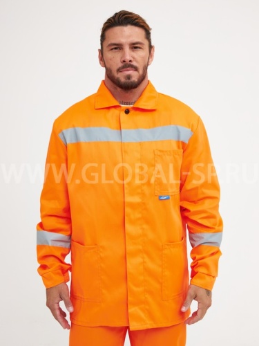 Костюм "Глобал-105-08": куртка полукомбинезон (оранжевый и СОП) тк. смесовая фото 6