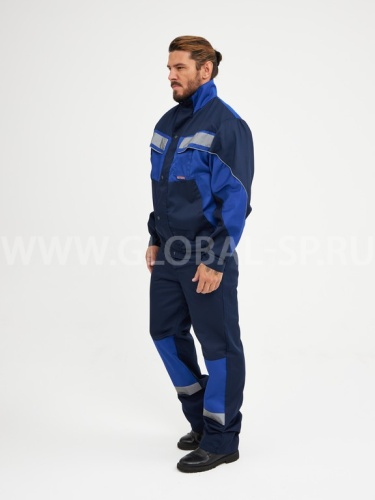 Костюм "Глобал-106-38": куртка, брюки (синий с васильковым и СОП), тк. смесовая фото 3