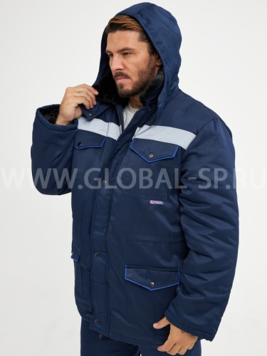 Костюм "Глобал-205-10" : куртка, п/к утеплённый (синий с васильковым и СОП 50мм), тк.смесовая фото 7
