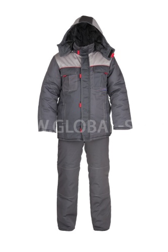 Костюм "Глобал-206-03": куртка, брюки, утепленный (тёмно-серый с серым), тк.смесовая фото 4